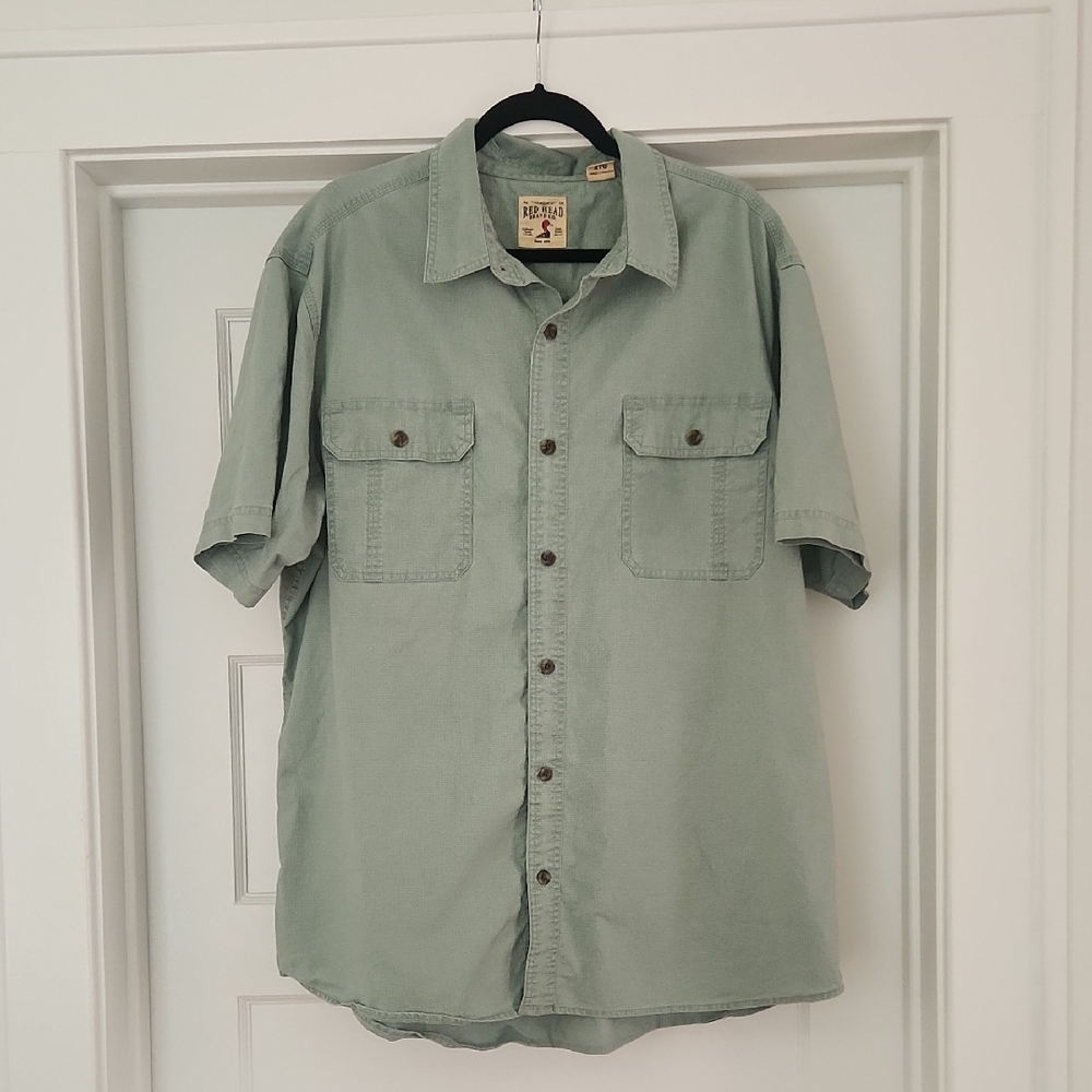 Red Head Brand Men's Casual Sage Green Button Down Shirt Size XXL